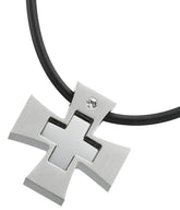 Steel Cross with rubber necklace - SP54